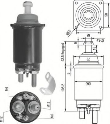 Втягивающее реле стартера MAGNETI MARELLI 940113050313