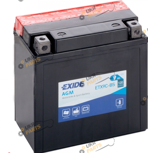 Мотоциклетный аккумулятор Exide 9 Ач (ETX9C-BS)