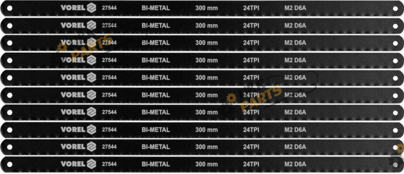 Полотно для ножовки по металлу Vorel Биметаллическое, М2 D6A 300х12,6х0,65 мм, упаковка 10 шт (27544)