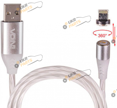 Кабель Voin Multicolor LED 2m, (швидка зарядка / передача даних) Lightning 3 А (VL-1602L RB (300))