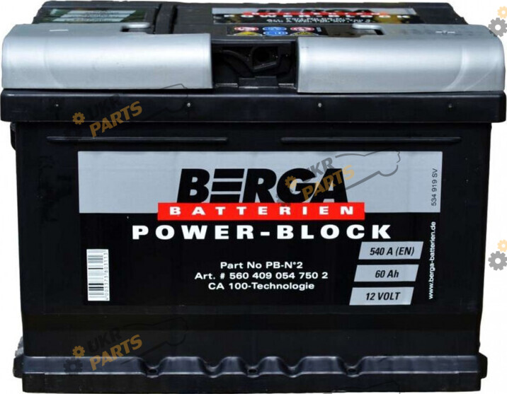 Автомобильный аккумулятор BERGA Power Block Ев (-/+) 60 Ач (560409054)
