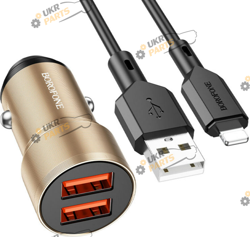 Зарядное устройство Borofone BZ19 Wisdom dual port set iP Gold USB 2.4 А (BZ19LG)