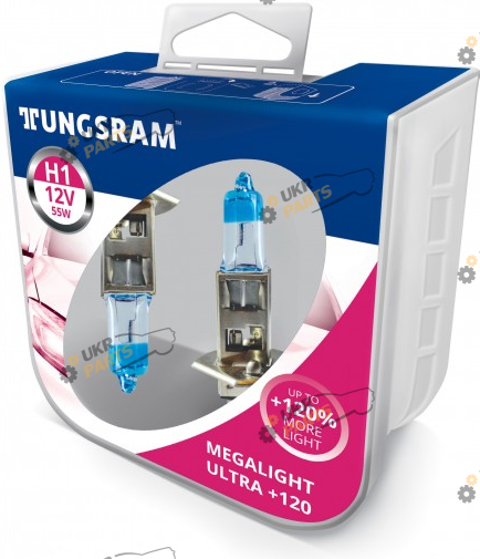 Галогеновая лампа Tungsram H1 55W 12V (2 шт./пластикбокс) Megalight Ultra +120% H1 2 шт (TU50310NU.2PL)