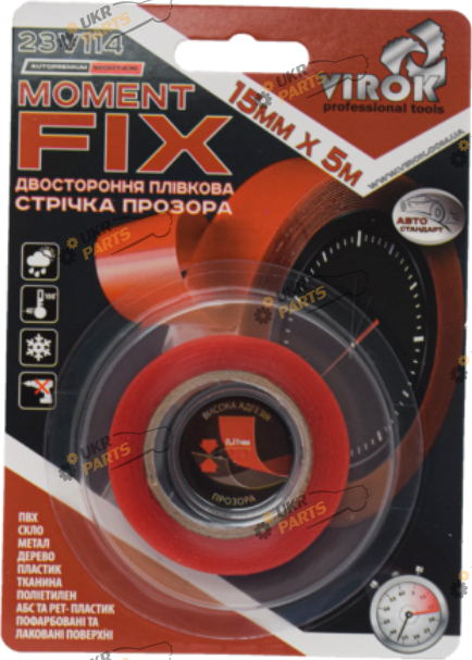 Двухсторонний Скотч-лента Virok Moment Fix, пленочный 5 м / 15 мм (23V114)