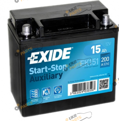 Автомобильный аккумулятор Exide Start-Stop/допоміжна 15 Ач (EK151)