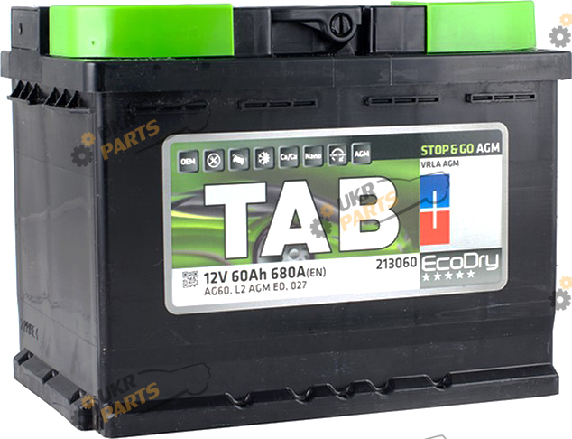 Автомобильный аккумулятор TAB Ecodry AGM (0) Euro 60 Ач (213060)
