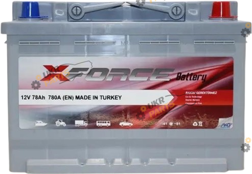 Автомобильный аккумулятор X-FORCE 6CT- 78Aз 780A R SMF 78 Ач (X57413)