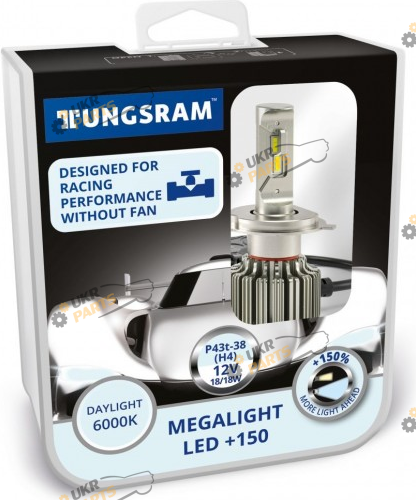 LED лампа Tungsram Megalight LED +200 12V H4 24W 6000K (2 шт./коробка) H4 24 Вт (TU60430.2K)
