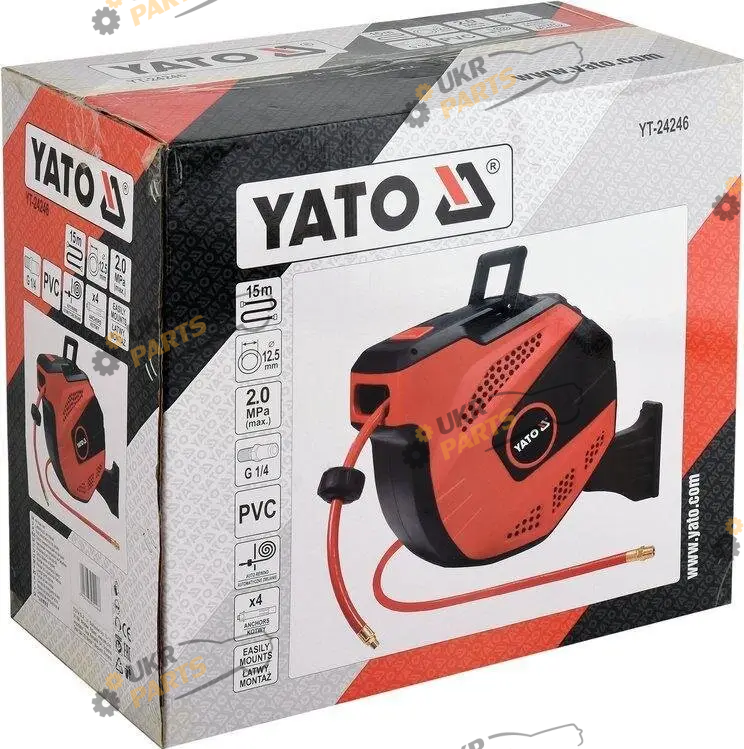 Пневматический шланг Yato На катушке, внутр. Ø=12.5мм, 1/4