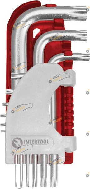Г-образный ключ TORX Intertool PROF Т10-Т50, S2 9 шт (HT-1821)