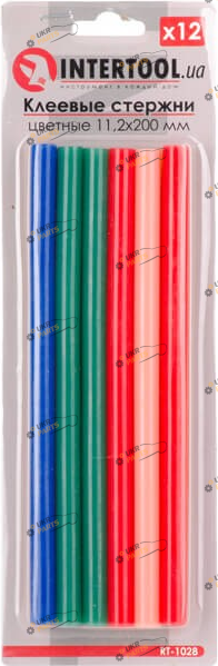 Клеевые стержни Intertool 11.2х200 мм цветные 12 шт (RT-1028)