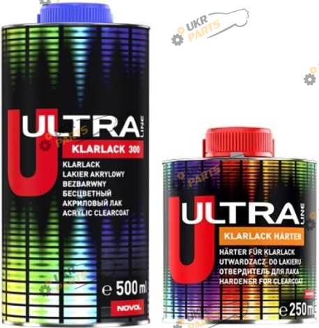 Лак Novol Ultra Line 300 2+1, с затвердителем 0.25 л прозрачный 500 мл (99223)