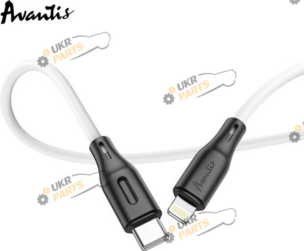 Кабель Avantis AC-87 PD Silicone 20W Type-c to lightning Black/white (AC-87)