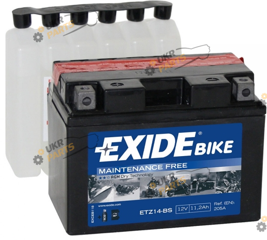 Мотоциклетный аккумулятор Exide 11.2 Ач (ETZ14-BS)