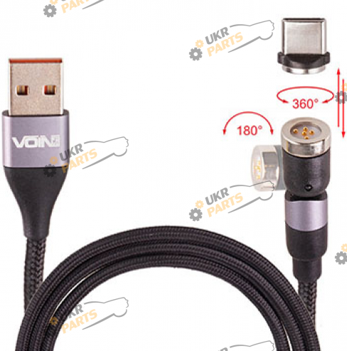 Кабель Voin 2m, black (швидка зарядка / передача даних) Type-C 3 А (VP-6602C BK (300))