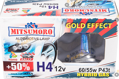 Галогеновая лампа Mitsumoro +50 gold effect H4 1 шт (M72420 G/2)