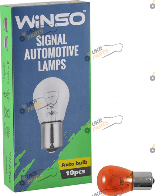 Лампочка поворота Winso PY21W 21W BA15s Amber упаковка 10шт (713120)