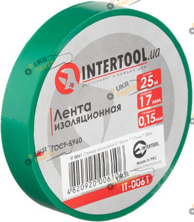 Изолента Intertool зеленая 25 м / 17 мм (IT-0061)