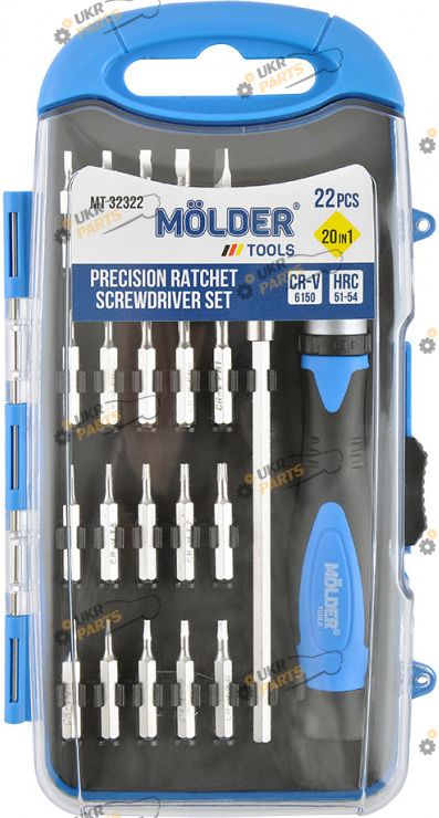 Отвертка реверсионная MOLDER с набором бит 20 в 1 1 шт (MT32322)