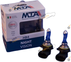 Галогеновая лампа MTA Night Vision +80% 4000K HB4 2 шт (80015 NVB2)