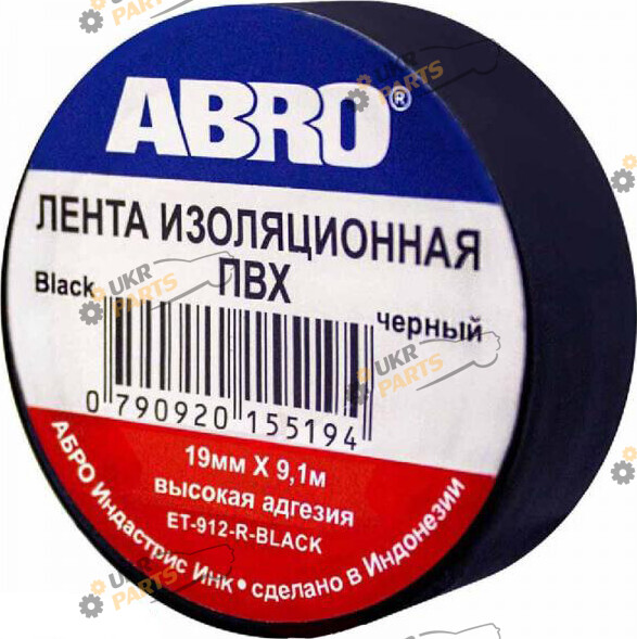 Изолента Abro черная 9 м / 19 мм (ET-912 BL)