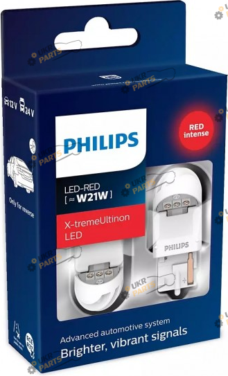 Лампочка Philips W21W 12/24V Red (11065XURX2)