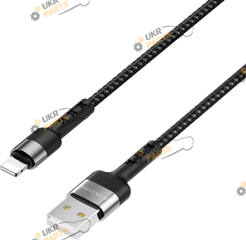 Кабель Borofone BX34 aluminum connectors Black USB/Lightning 2.4 А (BX34LB)