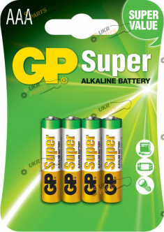 Щелочная батарейка GP SUPER ALKALINE 1.5V 24A ААA 4 шт. (4891199000058)