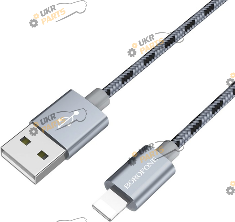 Кабель Borofone BX24 aluminum connectors Metal Gray USB/Lightning 2.4 А (BX24LMG)