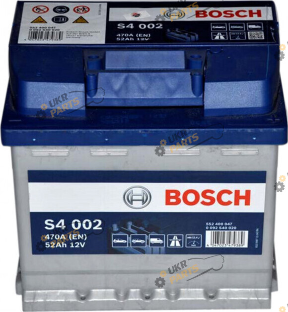 Автомобильный аккумулятор Bosch 6СТ-52 (S4002) (-/+) Euro 470 А 52 Ач (0092S30026)
