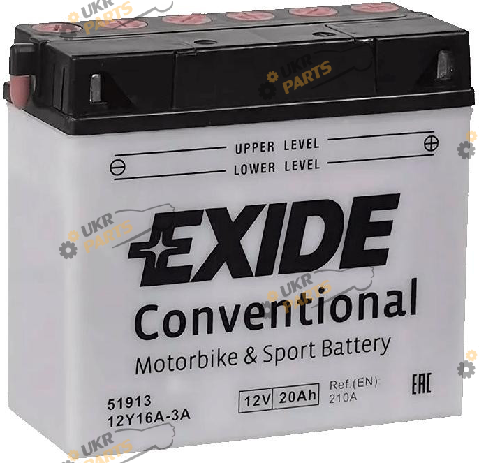 Мотоциклетный аккумулятор Exide 20 Ач (12Y16A-3A)