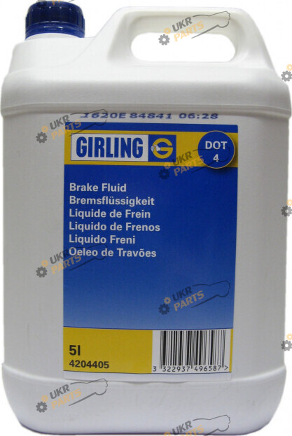 Тормозная жидкость Girling DOT 4 BRAKE FLUID 5 л (4204405)