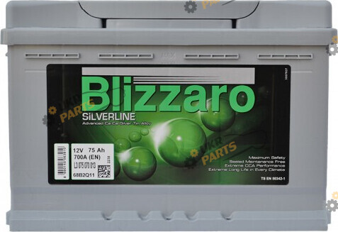 Автомобильный аккумулятор Blizzaro Silverline 700A, R+ 75 Ач (L3 075 070 013)