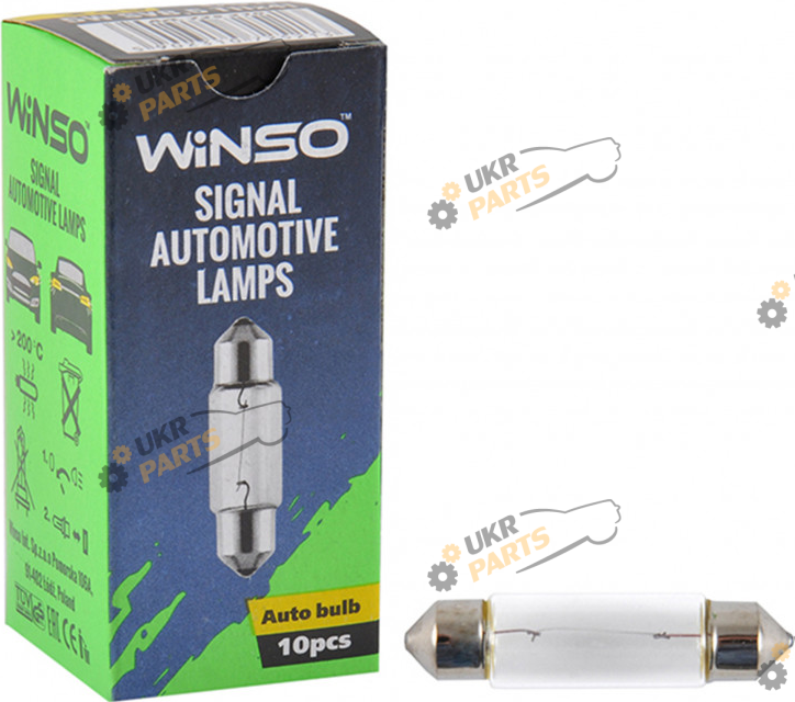 Лампочка салона Winso C10W 10W SV8.5 T11*41 упаковка 10шт (725220)