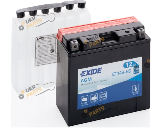 Мотоциклетный аккумулятор Exide 12 Ач (ET14B-BS)