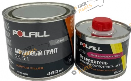 Грунтовка Polfill акриловая 5:1 Eco с затвердителем серый 480 мл (43198/43368+21130(6))