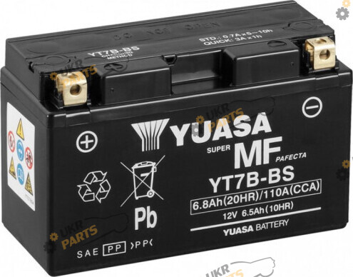 Мотоциклетный аккумулятор Yuasa МОТО MF VRLA Battery 6.5 Ач (YT7B-BS)