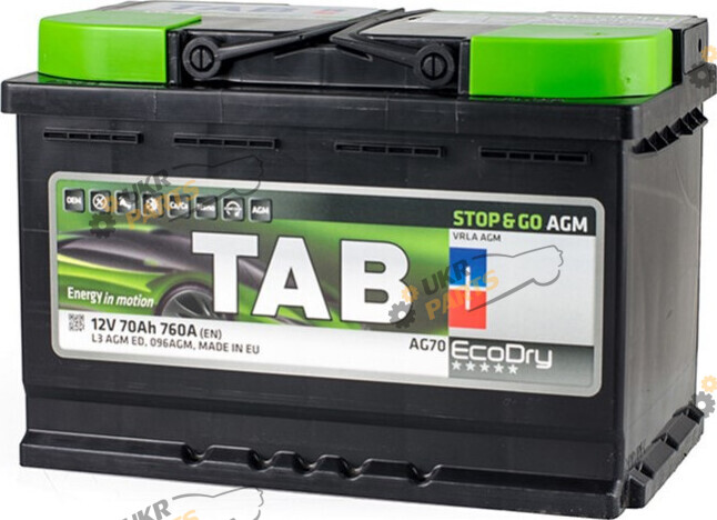 Автомобильный аккумулятор TAB Ecodry AGM (0) Euro 70 Ач (213070)