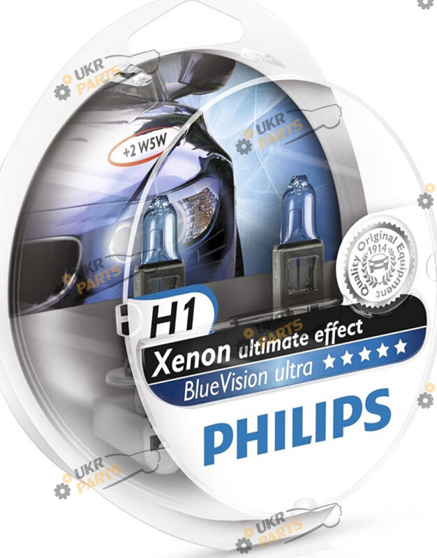 Галогеновая лампа Philips BlueVision Ultra H1 2 шт (12258BVUSM)