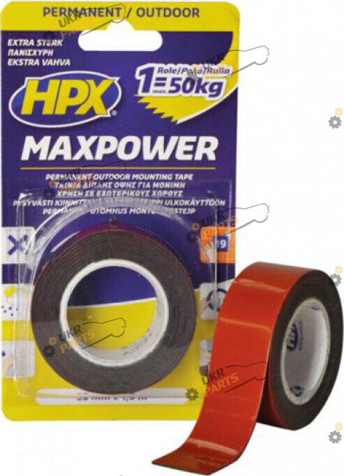 Двухсторонний Скотч Hpx MAXPOWER чёрный 1.5 метра / 25 мм (OT2502S)