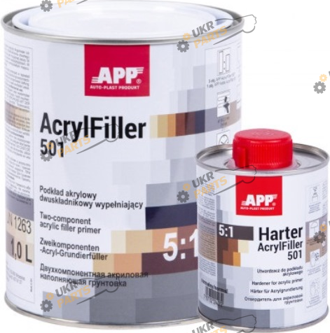 Грунтовка APP акриловий 2K HS Acrylfiller 5:1 черный 1 л (020409 + 020506)
