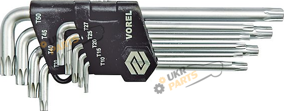 Г-образный ключ TORX Vorel Т10-Т50 9 шт (56478)