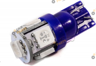 Лампочка AllLight T10 5 диодов 5050 W2,1x9,5d 12V BLUE (29020300)