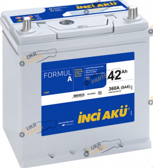 Автомобильный аккумулятор INCI AKU Asia 360 А (R+) 42 Ач (NS40 042 036 030)