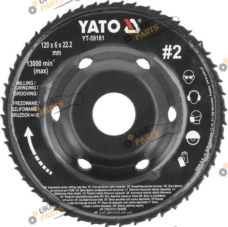 Диск-фреза Yato выпуклый Ø=120/22.2 мм, t= 16/6мм, №2 для УШМ (YT-59181)