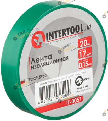 Изолента Intertool зеленая 20 м / 17 мм (IT-0051)
