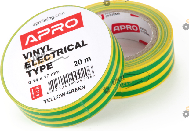 Изолента Apro Желто-зеленая 20 м / 17 мм (ET-20 yellow-green)