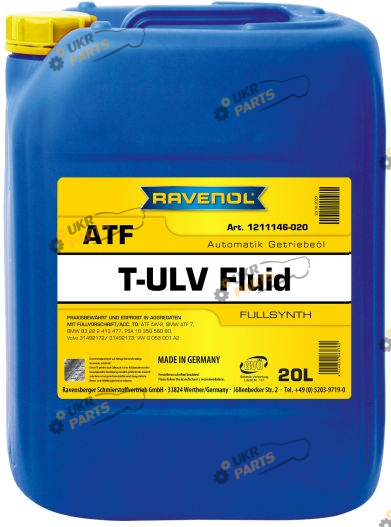 Масло трансмиссионное Ravenol ATF T-ULV 20 л (RAVATFTULV20L)