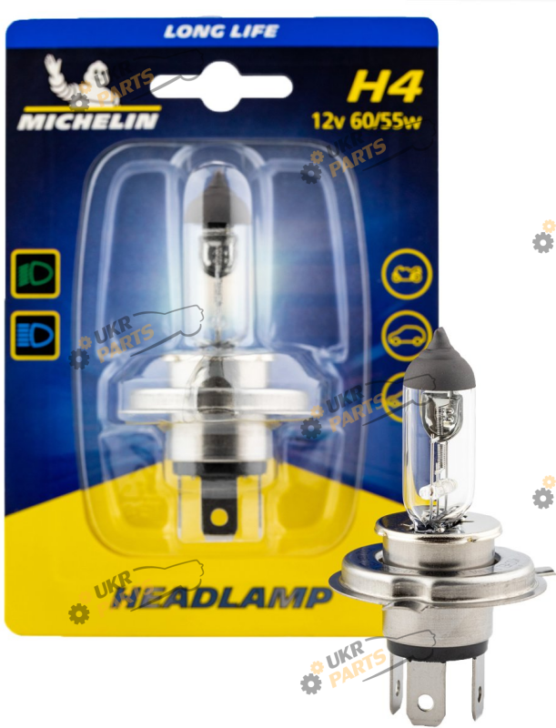 Галогеновая лампа Michelin 12V 60/55W P43T Long Life H4 1 шт (W32248)