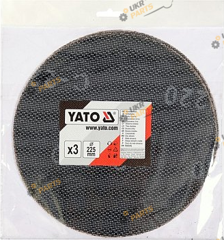 Шлифовальный круг Yato Ø= 225 мм, P220, по штукатурке, 3 шт (YT-845863)